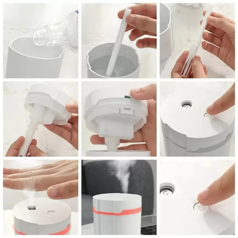 Umidificador Portátil H2o Ultra com Led RGB - 300ml Aroma Terapia